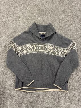 GANT Men's Gray Shawl-Collar Wool Sweater
